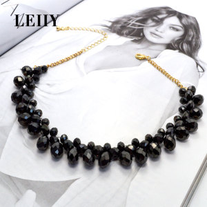 Elegant Fill with Black Acrylic Beads Choker Necklaces for Women